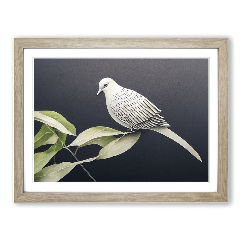 Classic Dove Bird - Framed Print, 46cm H x 64cm W x 2cm D, Oak Framed