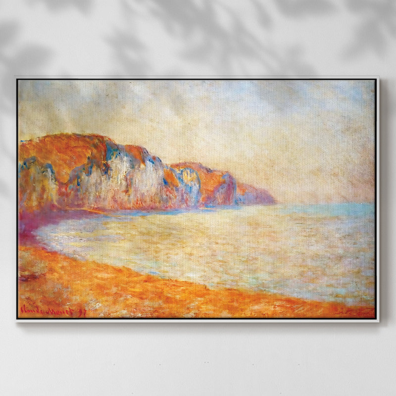 «Cliff at Pourville in the Morning, 1897», reproduction sur toile flottante, H 27 po x l 41 po x P 2 po, Blanc