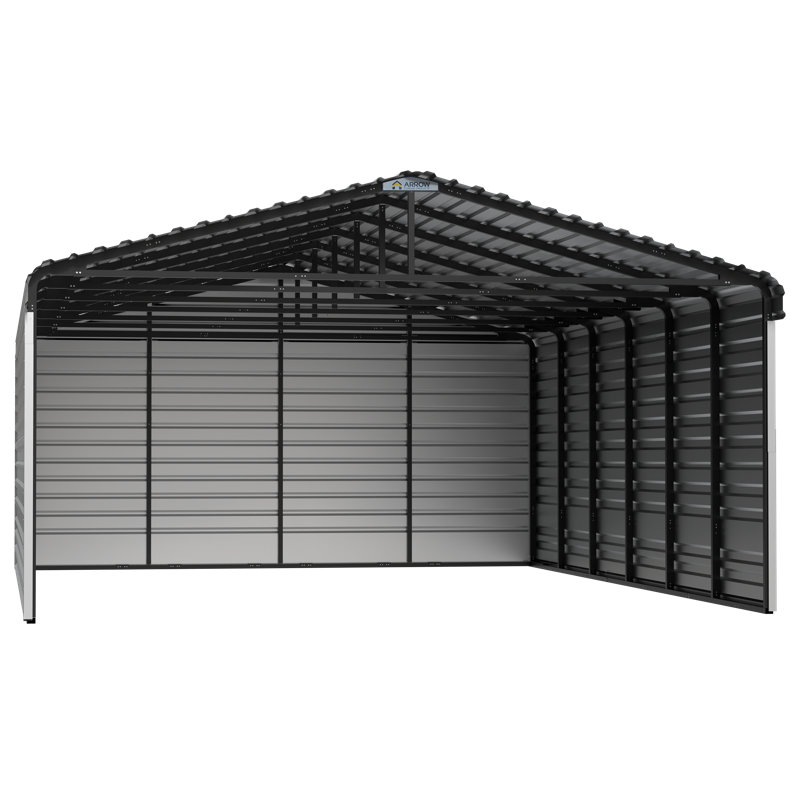 Steel Carport With 3 Wall Kits, 20X29X09, White