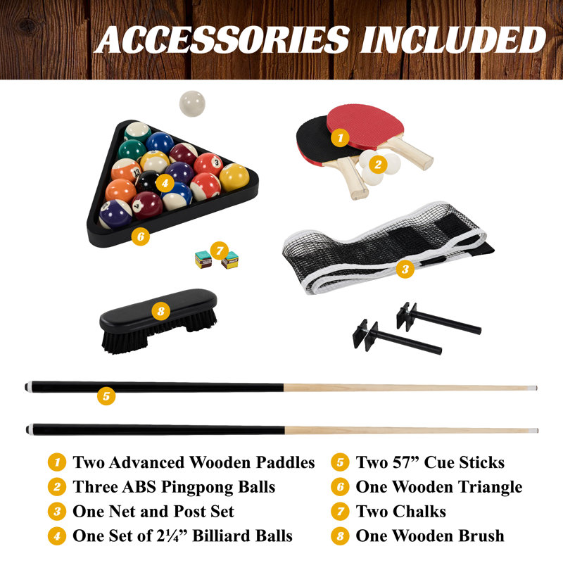 Barrington Billiards Westmont 3-in-1 Combination Table includes 7’ Billiard Table, Table Tennis and Dining Top with Game Accessories & Rolling Storage Caddy