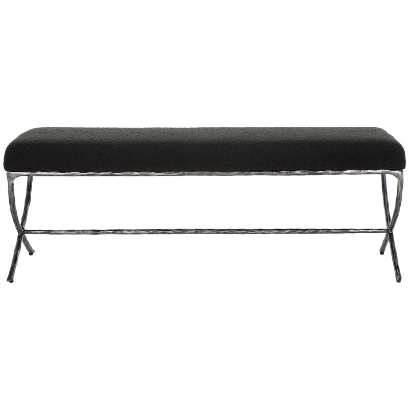 Janeen Boucle And Metal Bench, Black, Black 