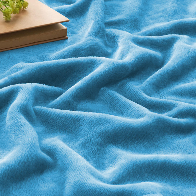Couverture en molleton doux et moelleux - Jeté en flanelle réversible pour lit et canapé, Grand lit, Bleu pâle