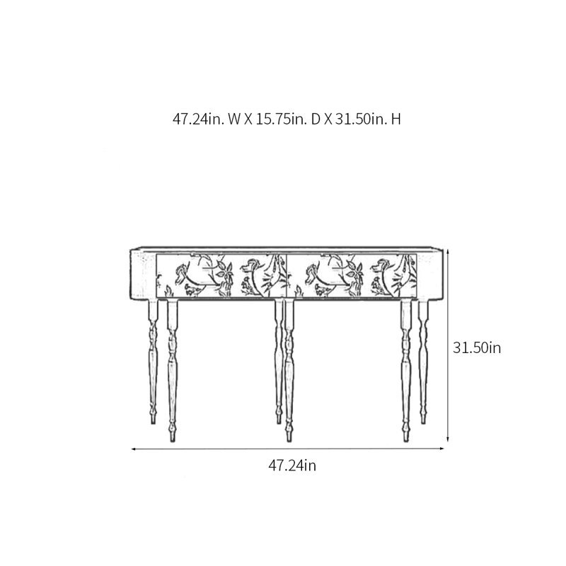 Console Retro Art, H 31,5 po x l 47,24 po x P 15,75 po