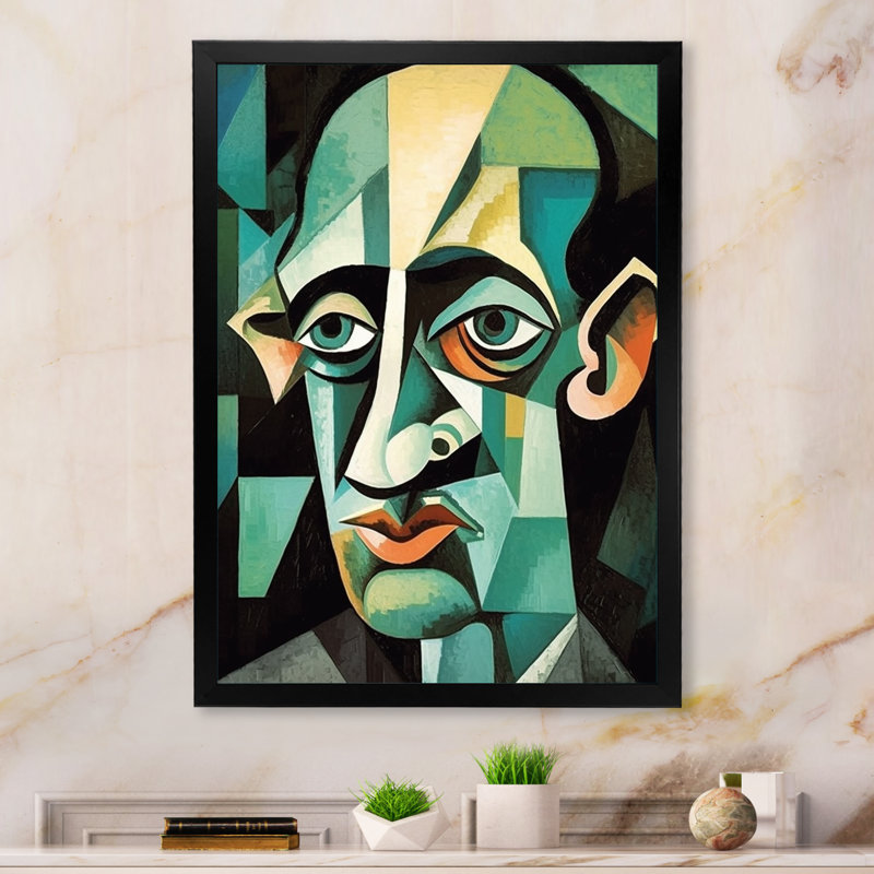 «Masculin», reproduction d'art sur toile, Cadre simple noir, H 44 po x l 34 po x P 1,5 po