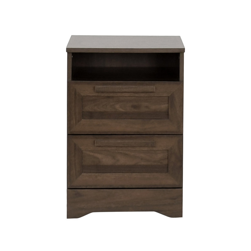 Table de chevet rustique en noyer avec deux tiroirs, l 15,66 po x P 15,82 po x H 22,6 po, Noyer