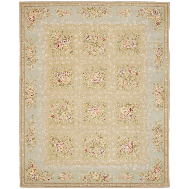 Fallan Hand Tufted Silk And Wool Floral Rug, Rectangle 10' x 14'