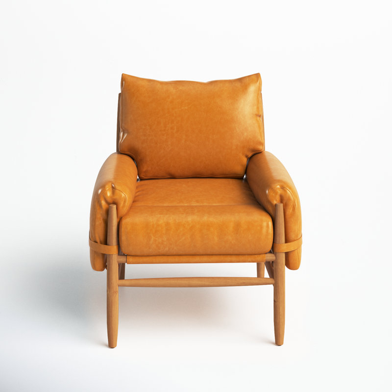 Marla Faux Leather Armchair, Caramel Genuine Leather