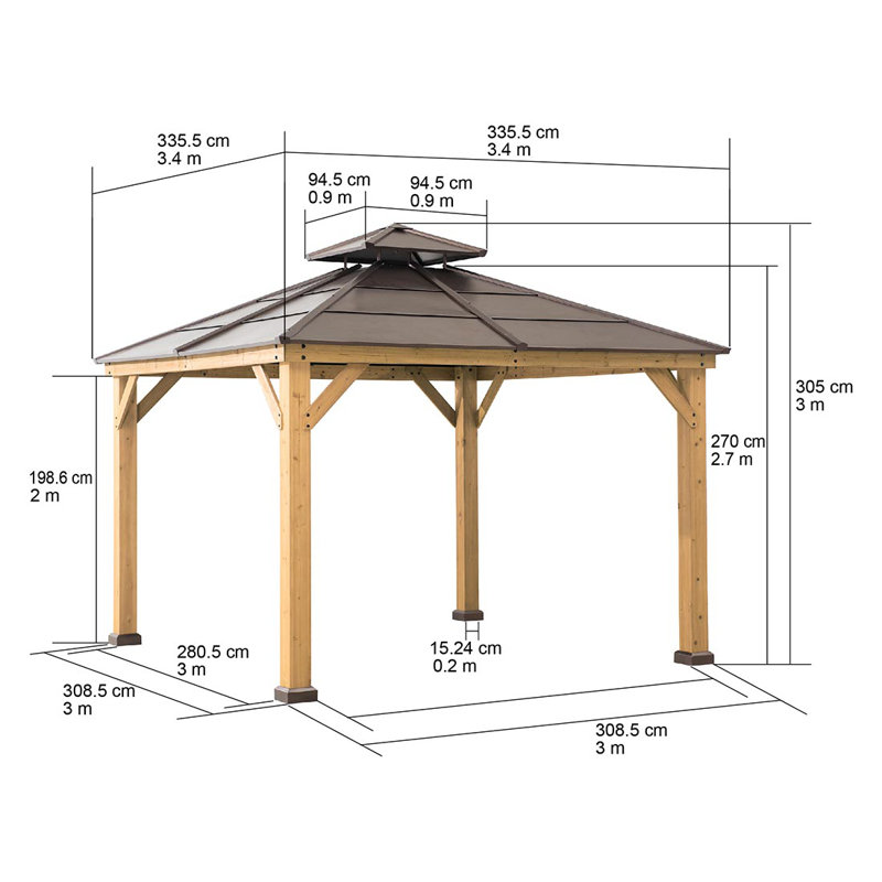 Aldercy 33.5m x 33.5m Pop Up Gazebo, Brown