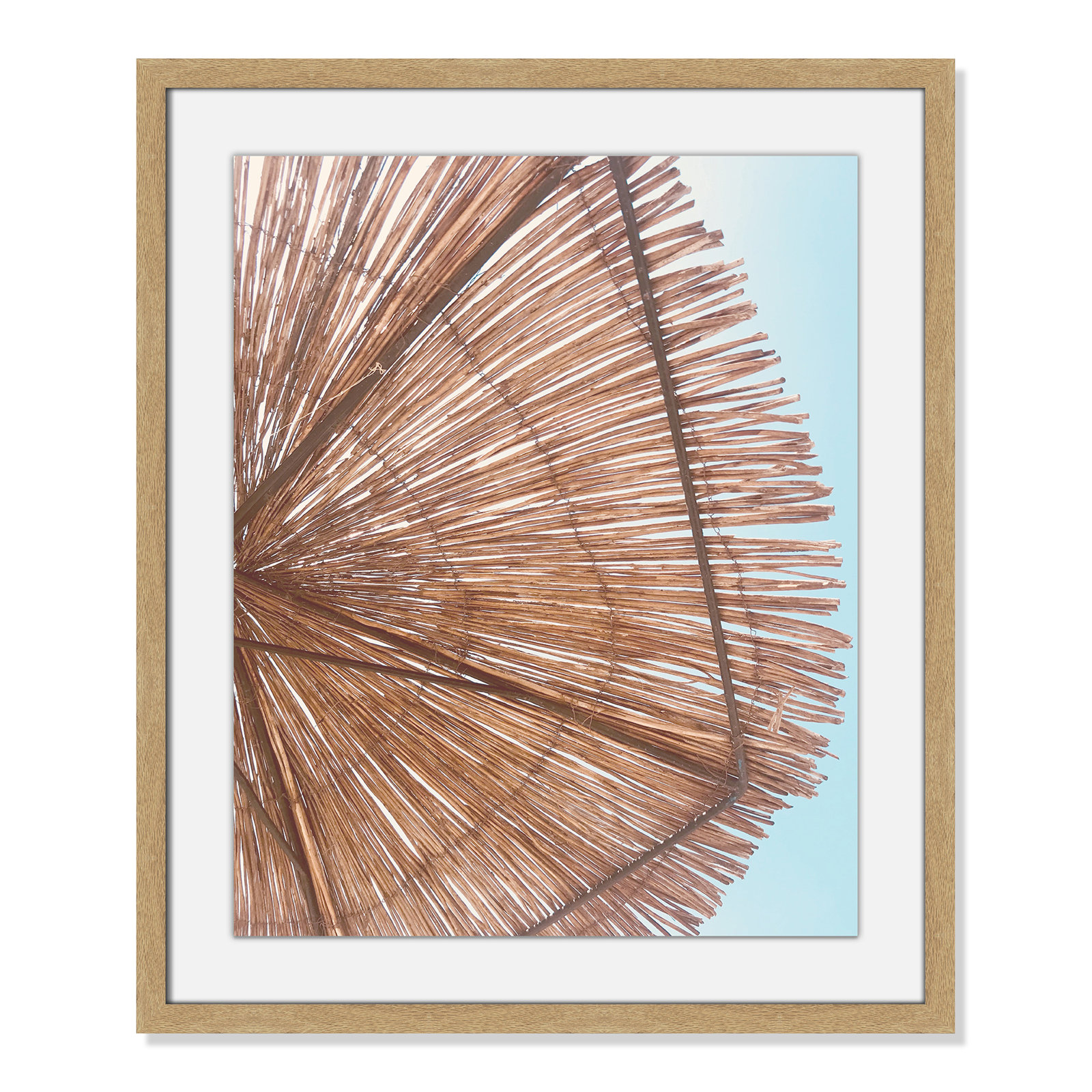 Rosy Straw Umbrella - Picture Frame Photograph, 23" H x 17" W x 1.25" D, Natural