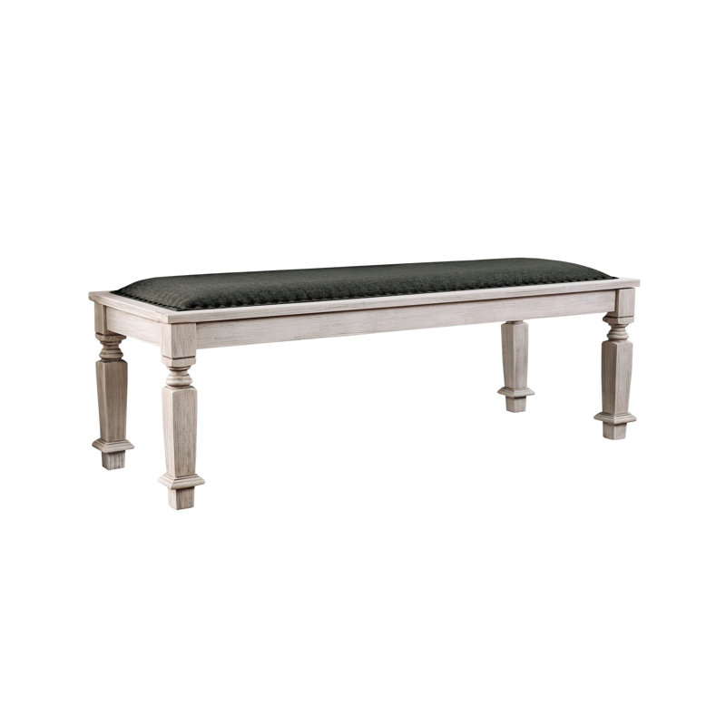 49.6" W Transitional Bench, Antique White/Gray