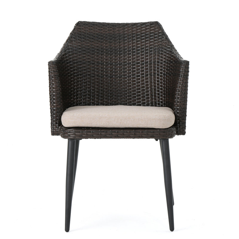 Fauteuils de salle à manger d'extérieur avec coussins Rivera, Brun