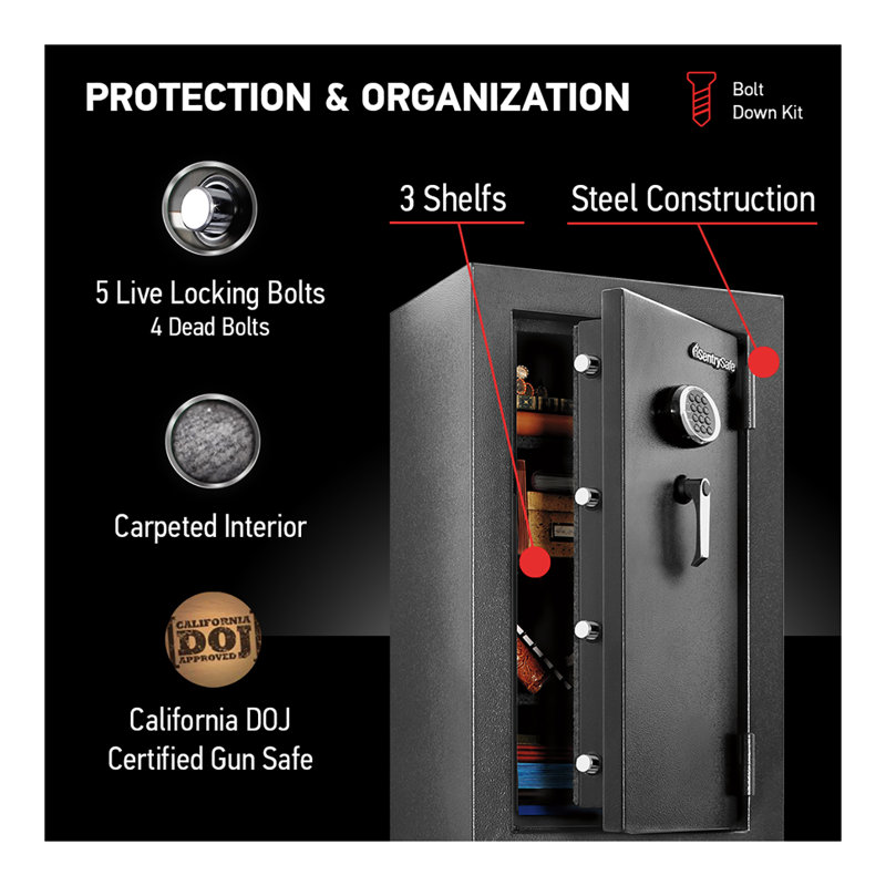 Black Digital Fireproof Waterproof Safe with Keypad Lock