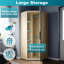 472.44*203.2*203.2CM Modern Corner Wardrobe with High Gloss UV Doors and Mirror,Solid Wood Style-1949855158