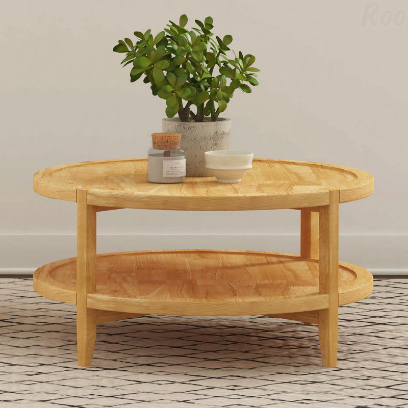Maple Brown Round Solid Wood Coffee Table