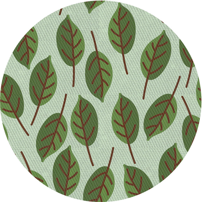 Tapis floral vert / vert clair, Rond 7 pi