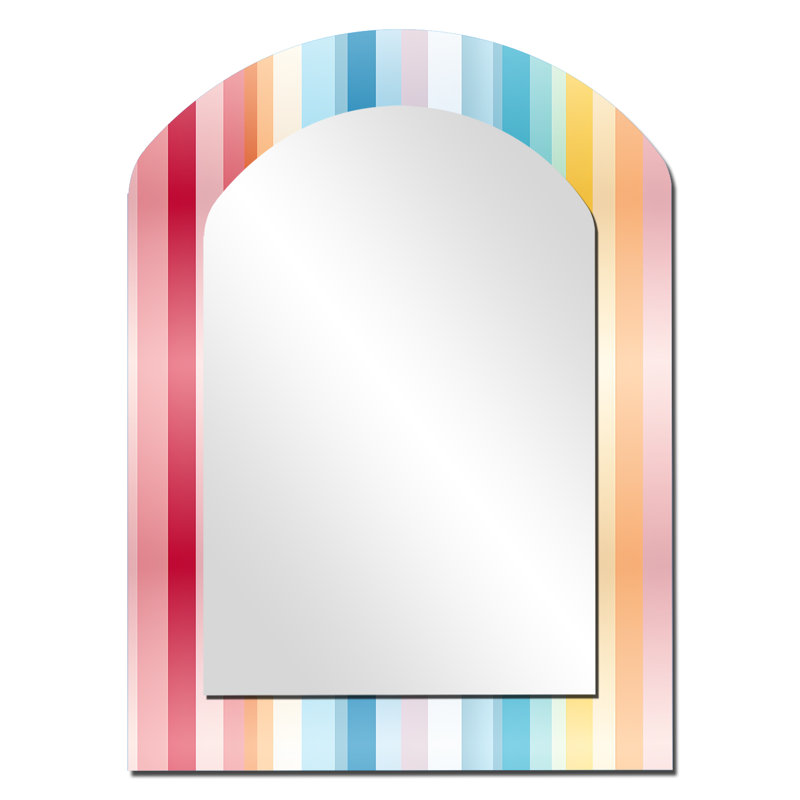 Motif rayé arc-en-ciel aux couleurs de bonbons - miroir mural rayé asymétrique, 34 po x 25 po