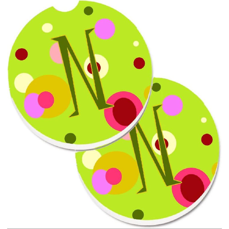 Sous-verre Initiale Monogram, N, Vert