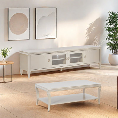 Eco-painted solid wood TV cabinet coffee table