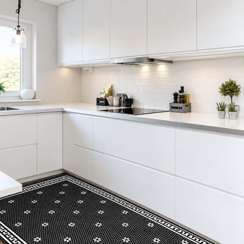 NewYork Black Cushioned Kitchen Mat, Rectangle 2' x 3'