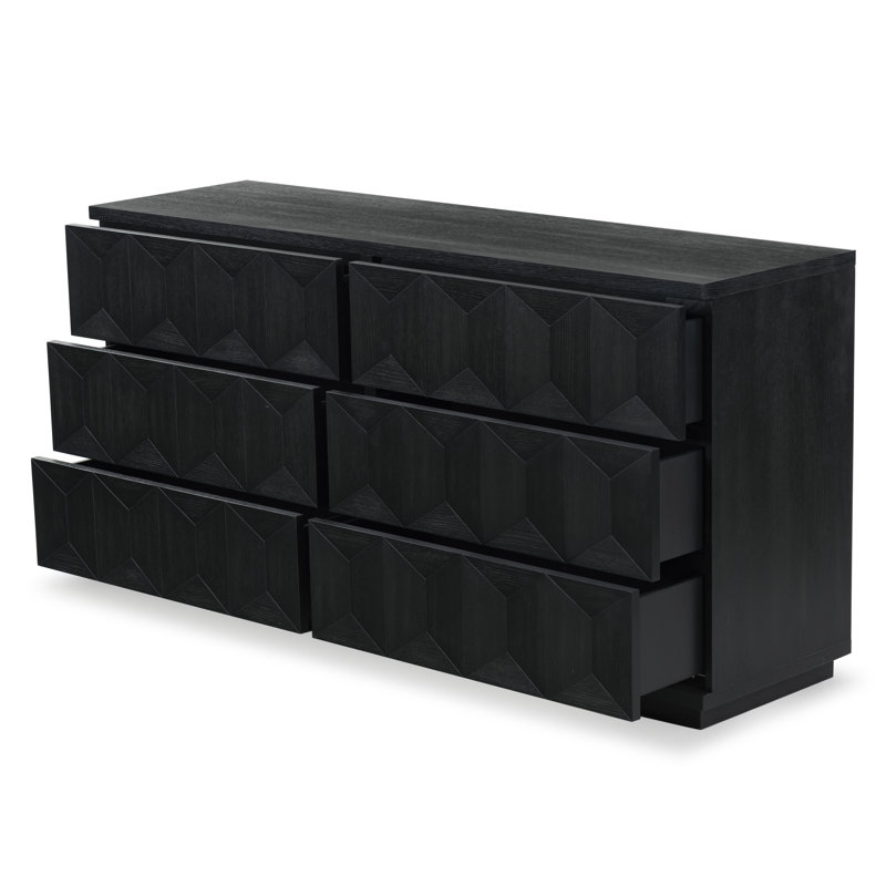 Deziree Wood 6 Drawer Dresser, Black