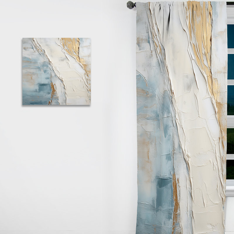 Minimalisme beige et gris Wave Horizon II - Rideau côtier obscurcissant minimaliste - 1 panneau, L 52 po x L 63 po