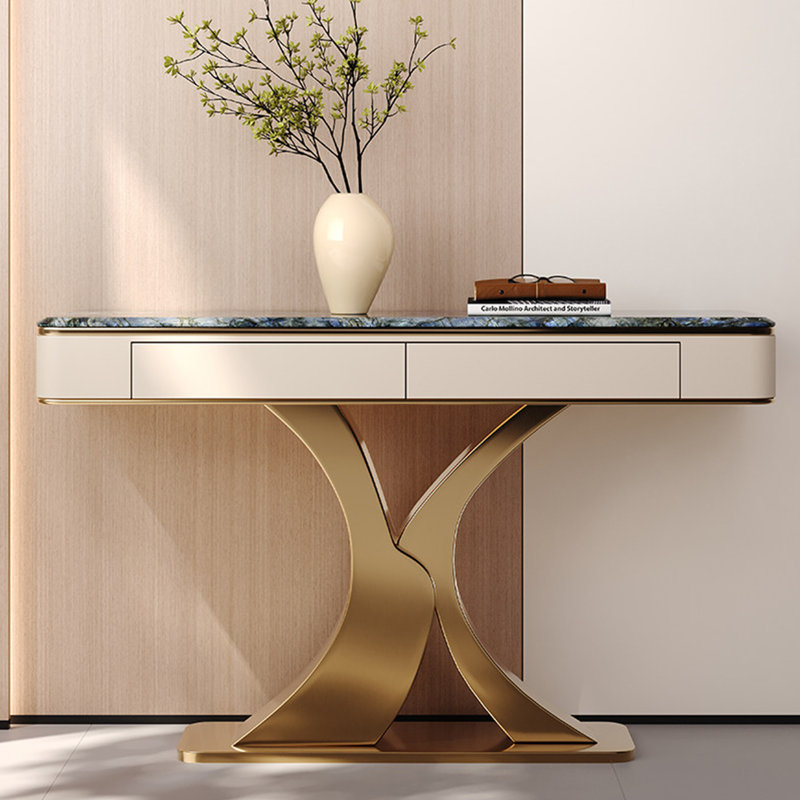 Console en pierre frittée de style italien, H 33,4 po x l 62,9 po x P 13,7 po