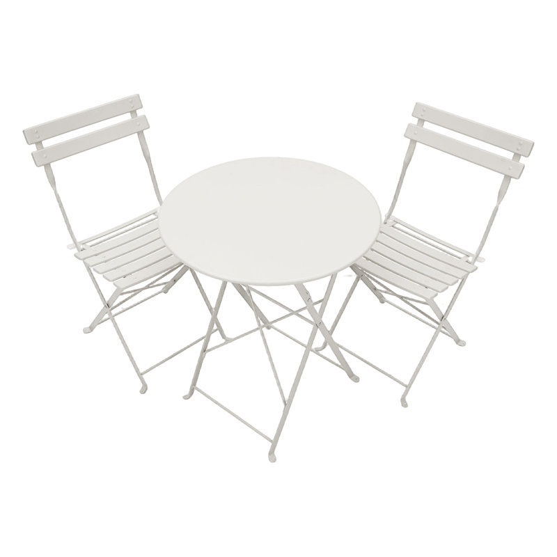 3-Piece Outdoor Folding Bistro Set, White