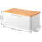 Metal Bread Storage Container With Bamboo Lid Usable As Cutting Board,White