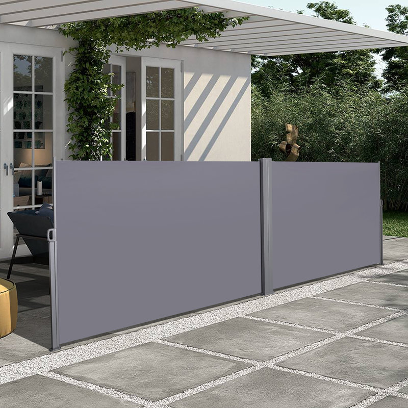 Auvent rétractable latéral, imperméable et résistant aux rayons UV, 1, Gris, H 63 po x l 118,1 po x P 1,58 po