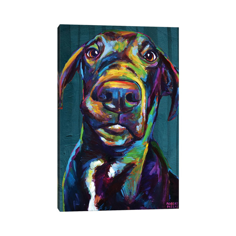 Great Dane On Blue - Wrapped Canvas Painting, 66.04 cm H x 45.72 cm W x 1.91 cm D