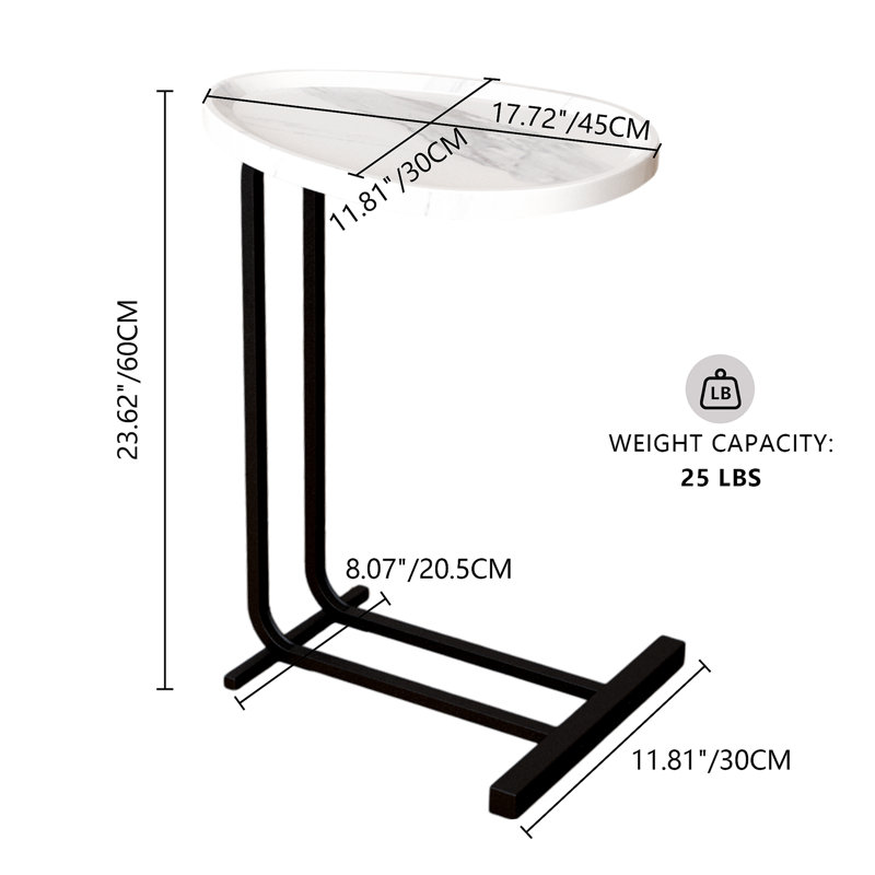 Versatile C-Shaped Side Tables End Tables Living Room Side Table Accent Table, White