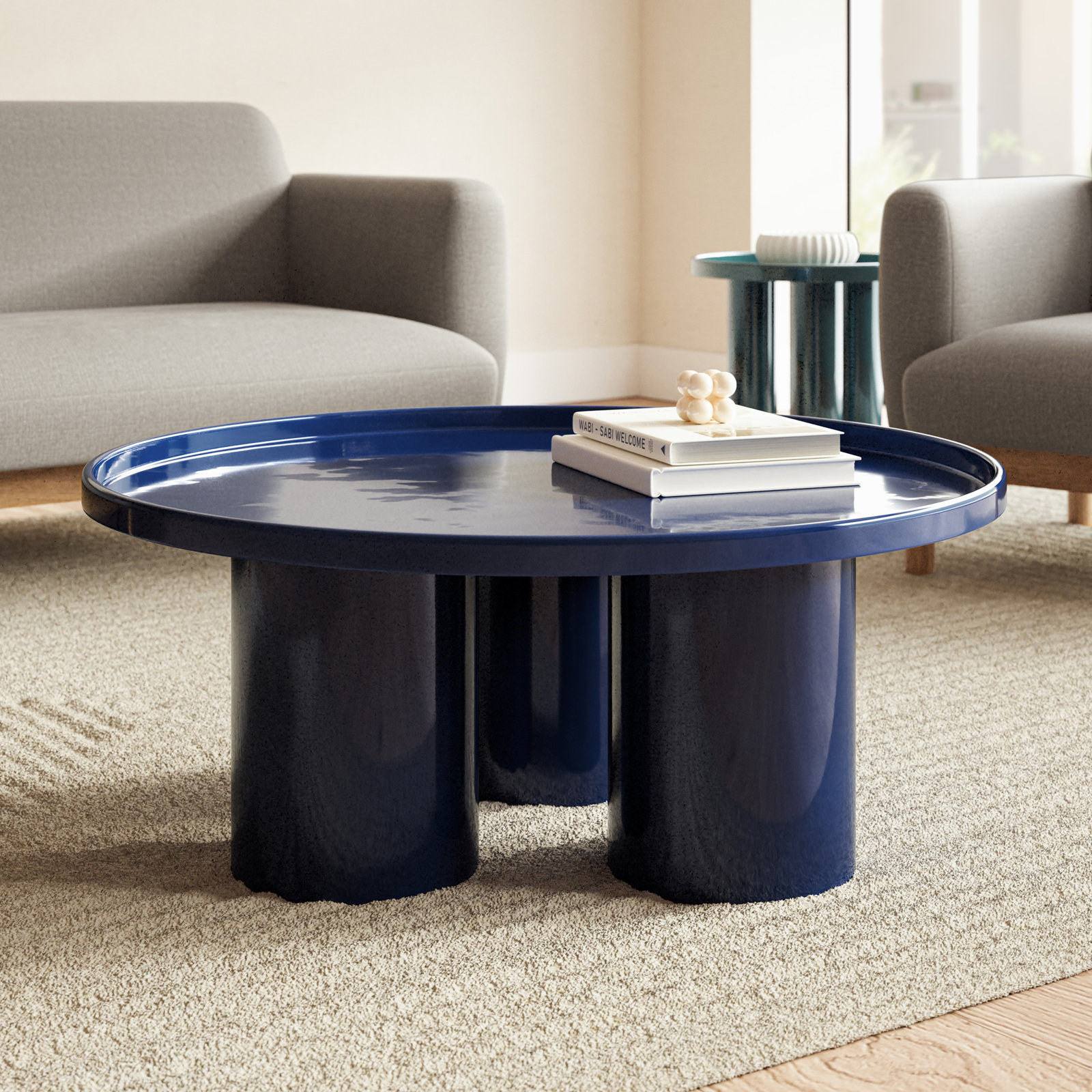 Isthia Single Coffee Table, Navy