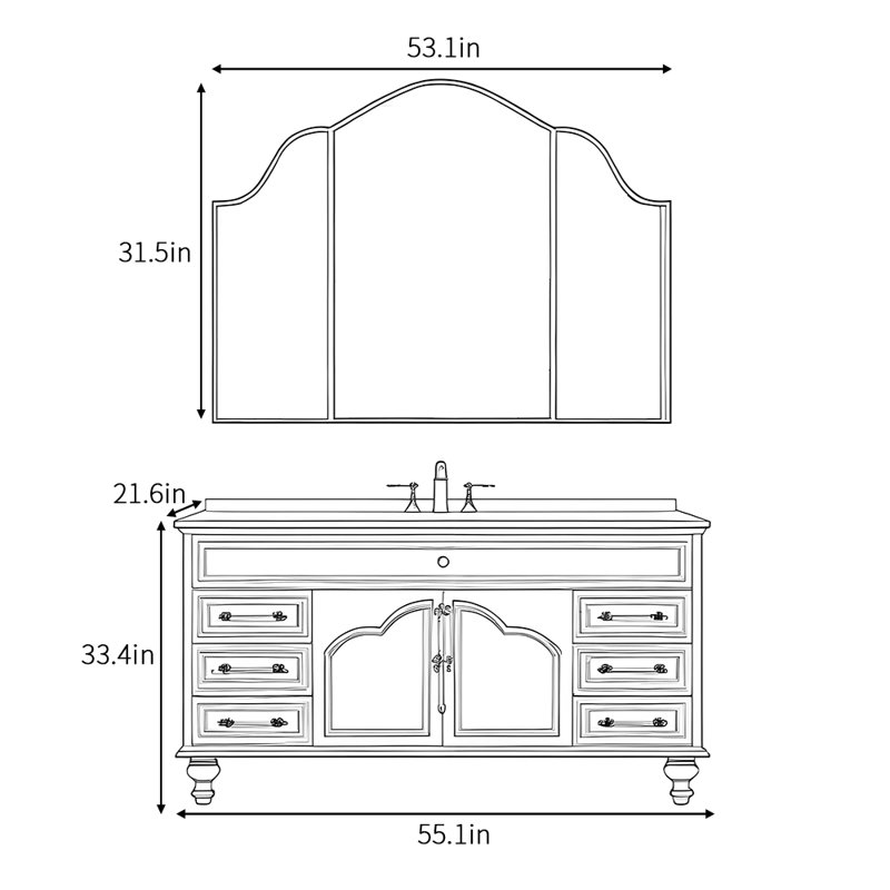 Armoire de salle de bain luxueuse rétro française