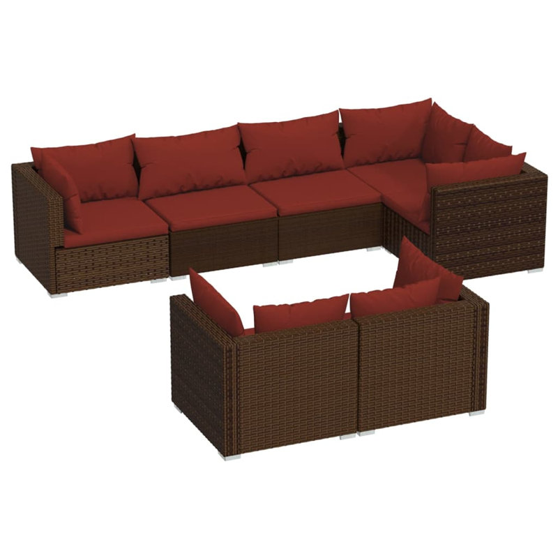 7 Piece Lounge Sofa Seating Group, Cinnamon red, Brown