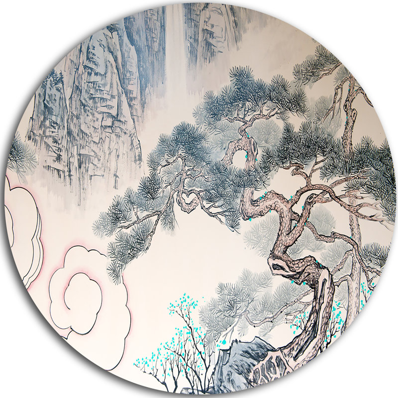 « chinoise blue tree art », reproduction d’art sur métal, H 38 po x l 38 po x P 1 po