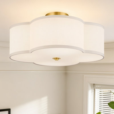 Plafonnier semi-encastré en tissu 4 lumières