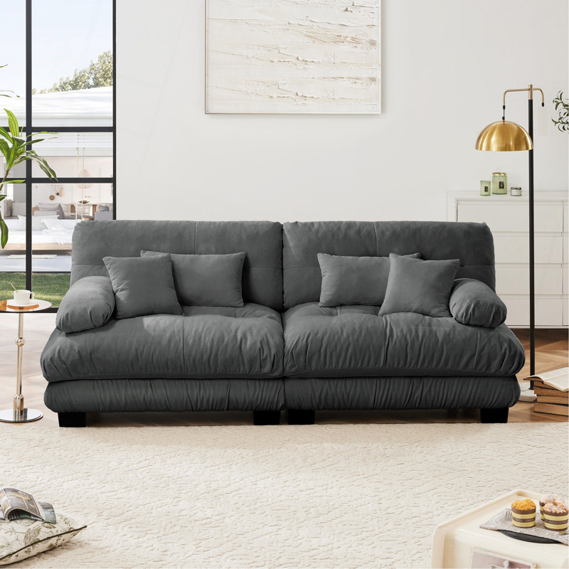 Stoughton Modern 2-Seater Chenille Upholstered Sofa, Gray