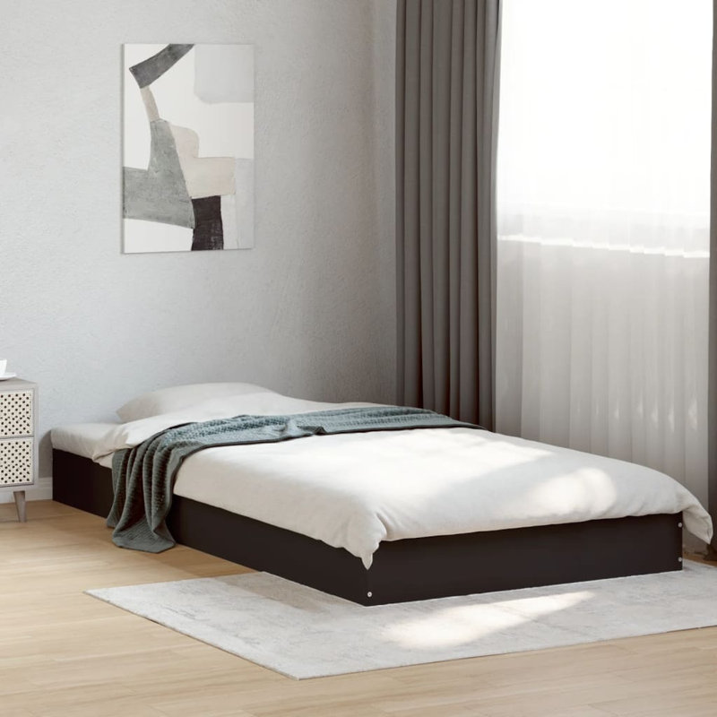Vidaxl Bed Frame Engineered Wood, Small Single (2'6), Black