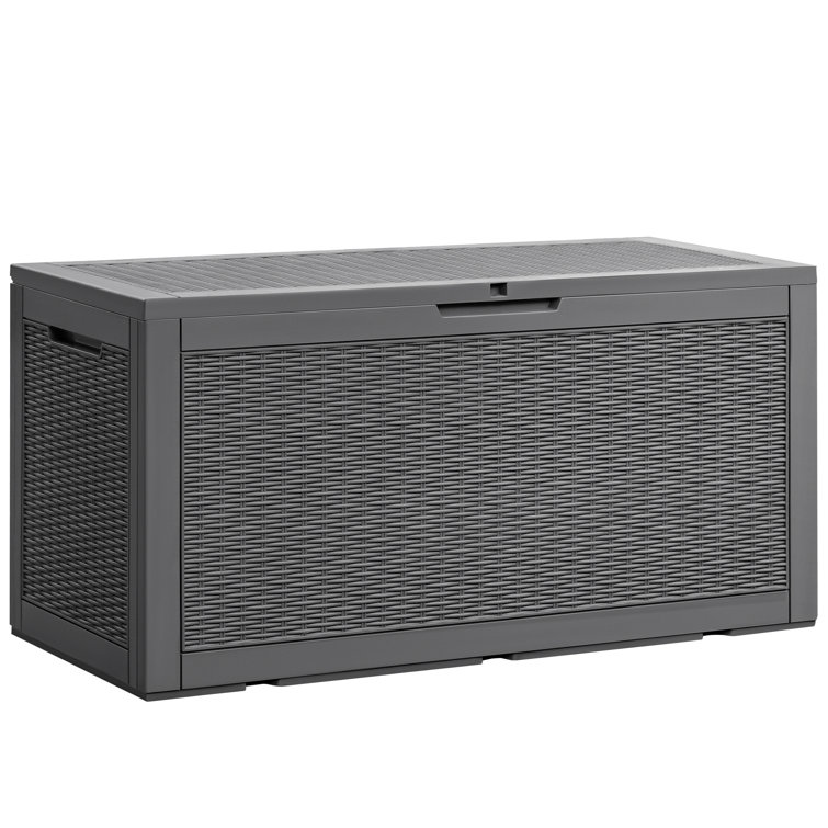 GUNJI 106 Gallon Water Resistant Resin Lockable Deck Box in Black