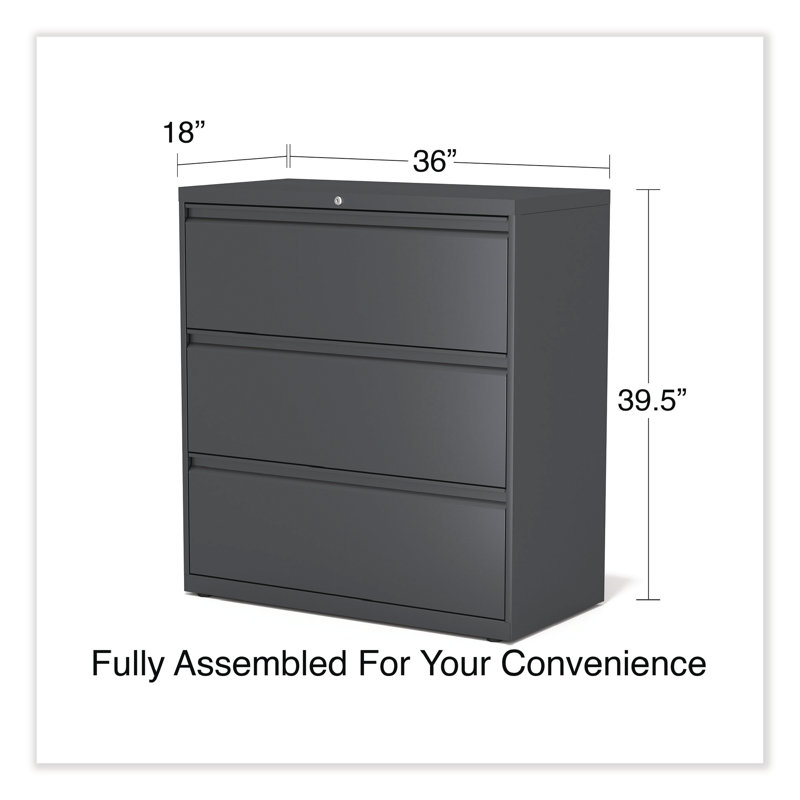 Charcoal Steel 3-Drawer Lockable Lateral File Cabinet