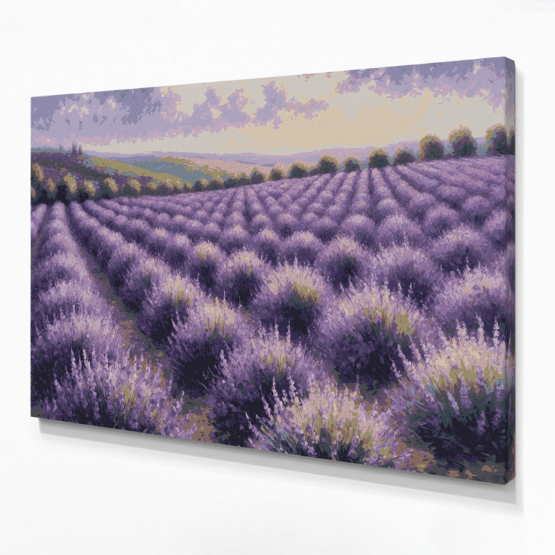 Art mural sur toile botanique lavande mauve