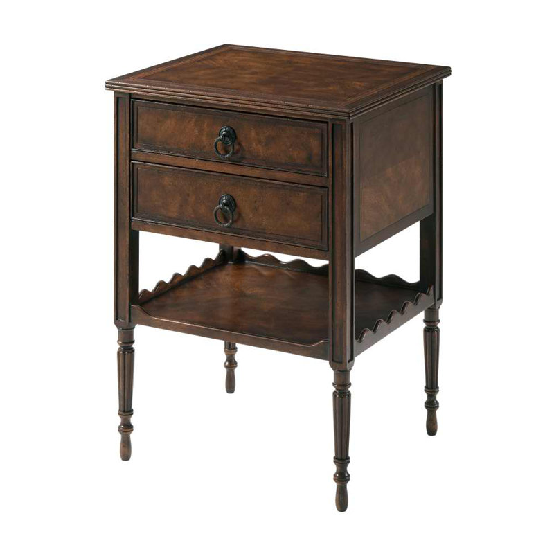 Brooksby Weathered Steel 2-Drawer Mahogany Nightstand