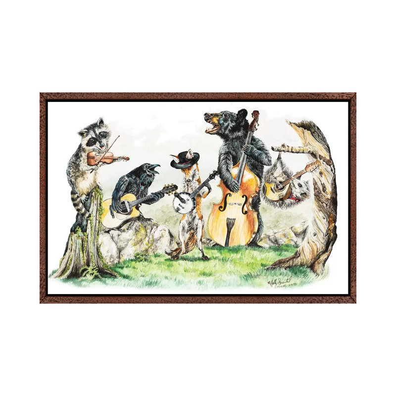 Bluegrass Gang by Holly Simental - Wrapped Canvas Print, 66.04 cm H x 45.72 cm W, Classic Brown Wood Framed