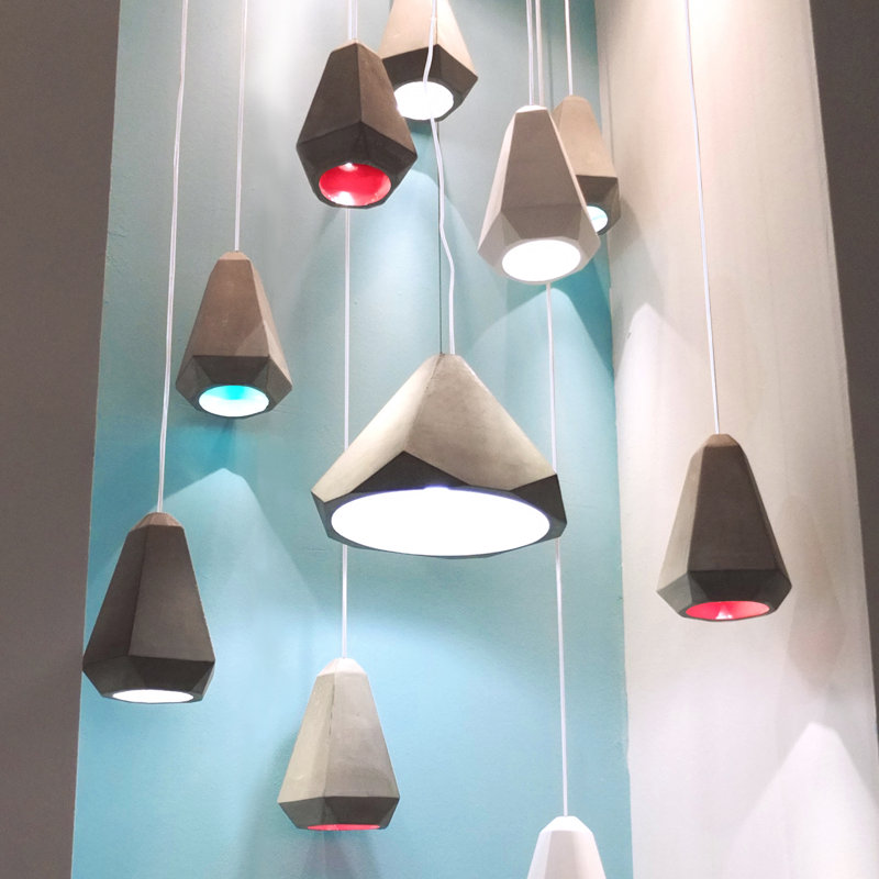 White Concrete Single Pendant Light with Adjustable Length