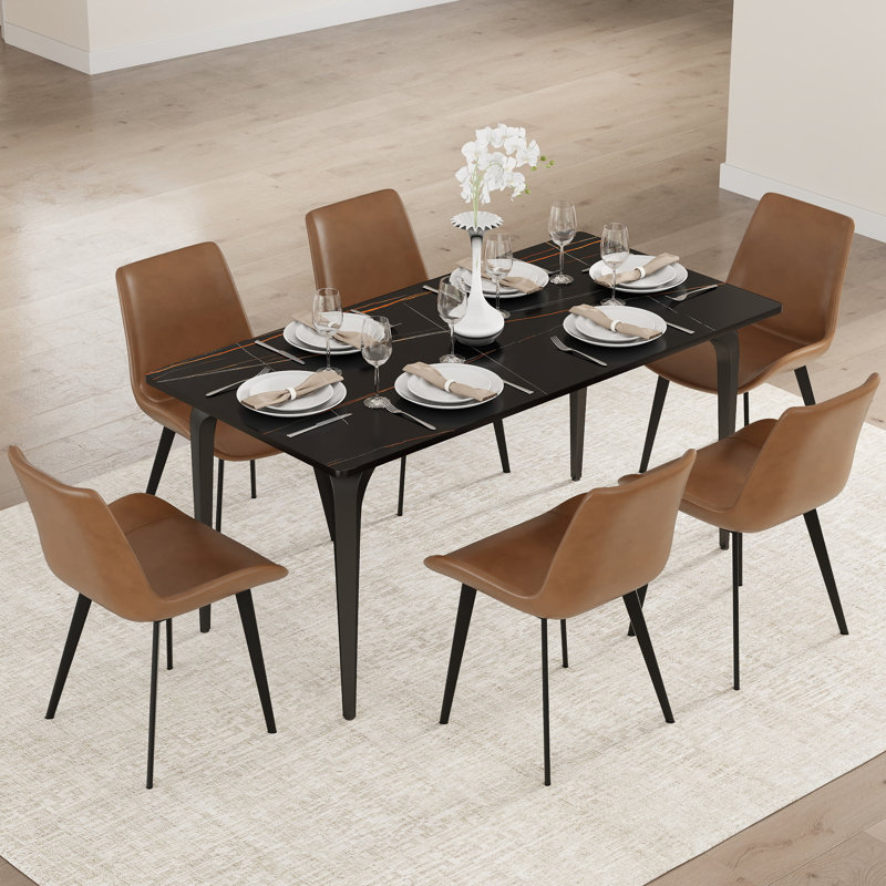 Ensemble de table de salle à manger 6 pièces 6 pièces avec chaises d'appoint en similicuir et ensemble de salle à manger 7 pièces