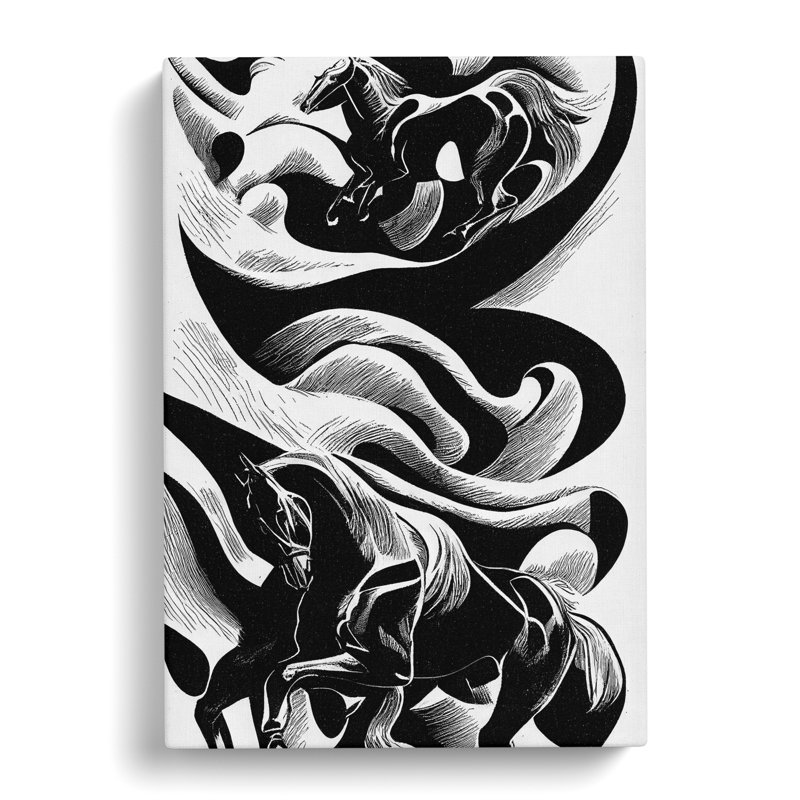 Monochrome Horse No.2 - Wall Art, Wrapped Canvas, 60cm H x 40cm W