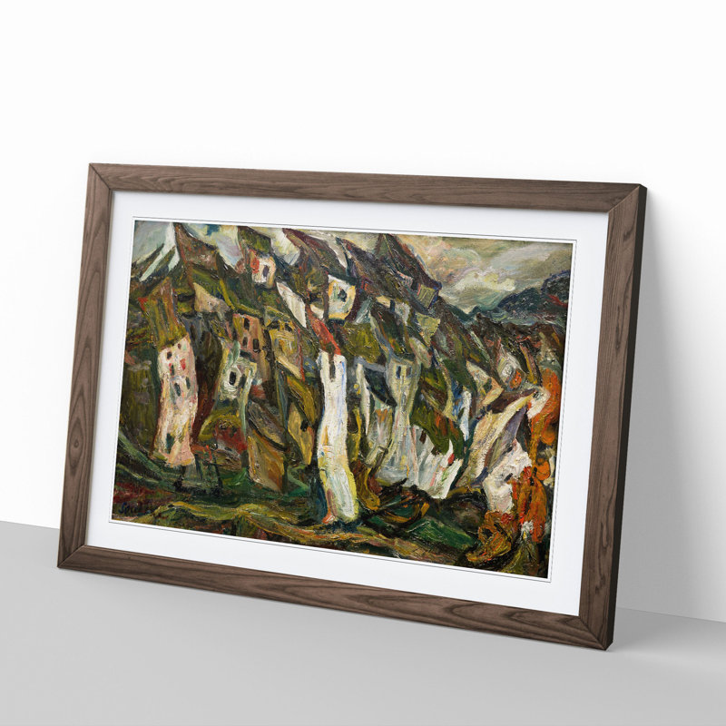 Houses by Chaim Soutine - Picture Frame Painting, Walnut Framed, 27cm H x 36cm W x 2cm D