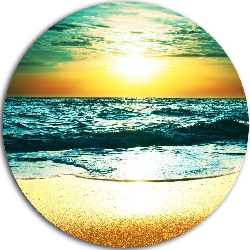 «Amazing Sunset Reflecting in Blue Sea», reproduction de photo sur métal, H 23 po x l 23 po