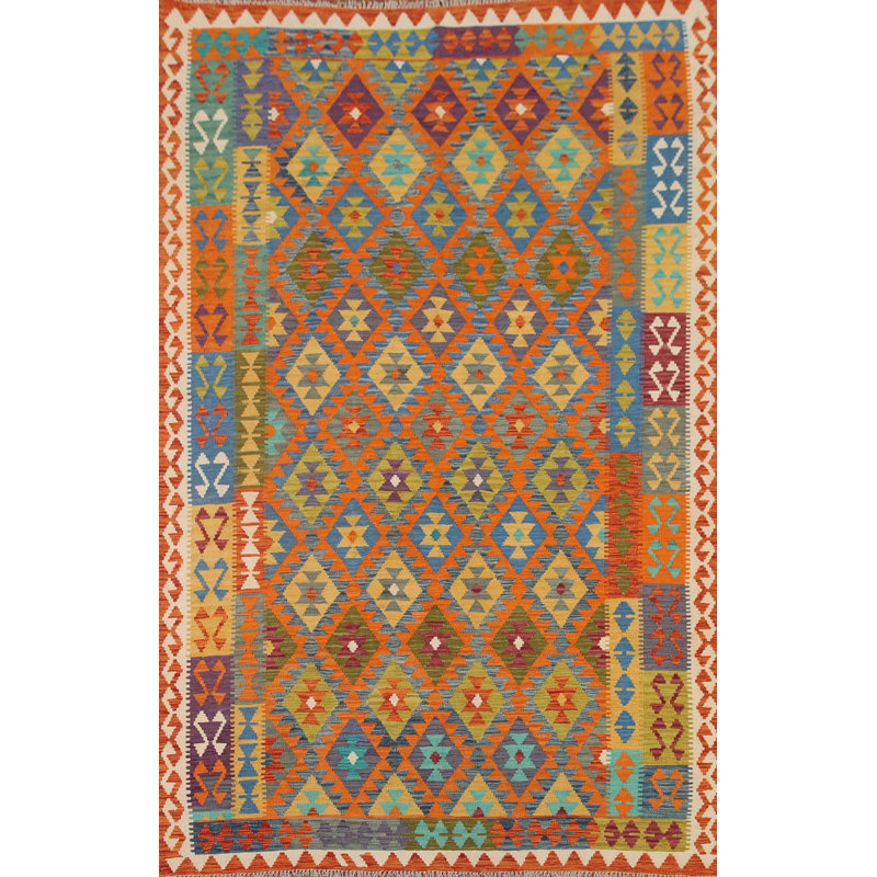 Tapis oriental géométrique Kilim 7 x 9