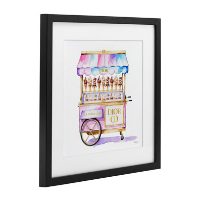 «Pastel Glam Ice Cream», reproduction sous verre encadrée, design par Amanda Greenwood